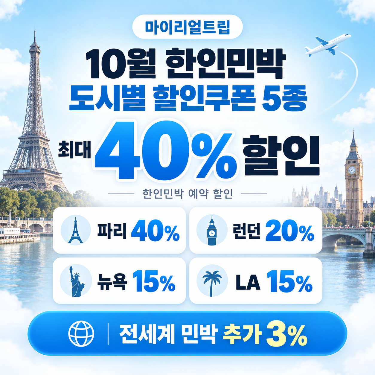 마이리얼트립 한인민박 도시별 할인쿠폰